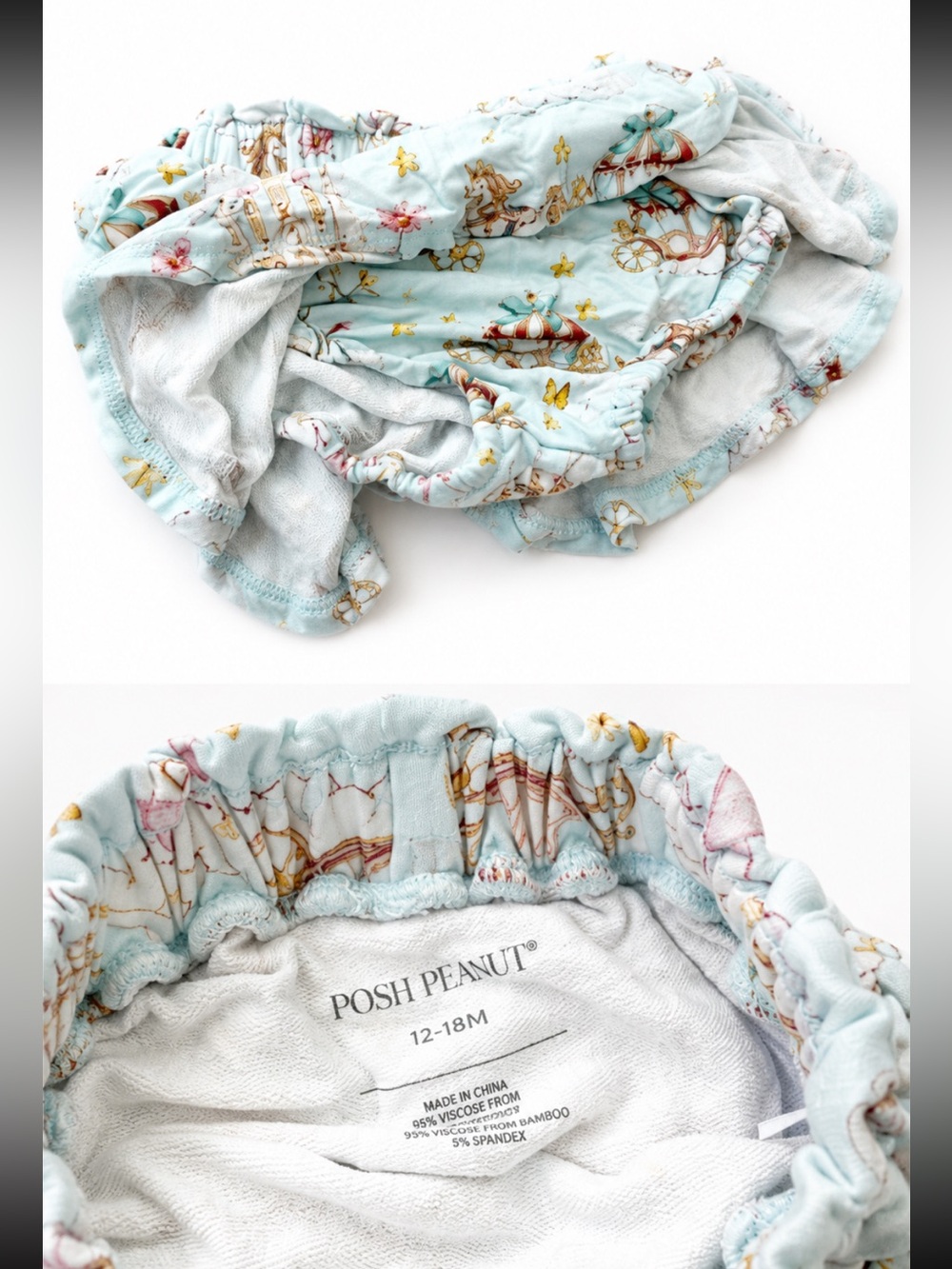 Posh Peanut Catherine skirt bummie Light Aqua Carousel skort 12-18 months